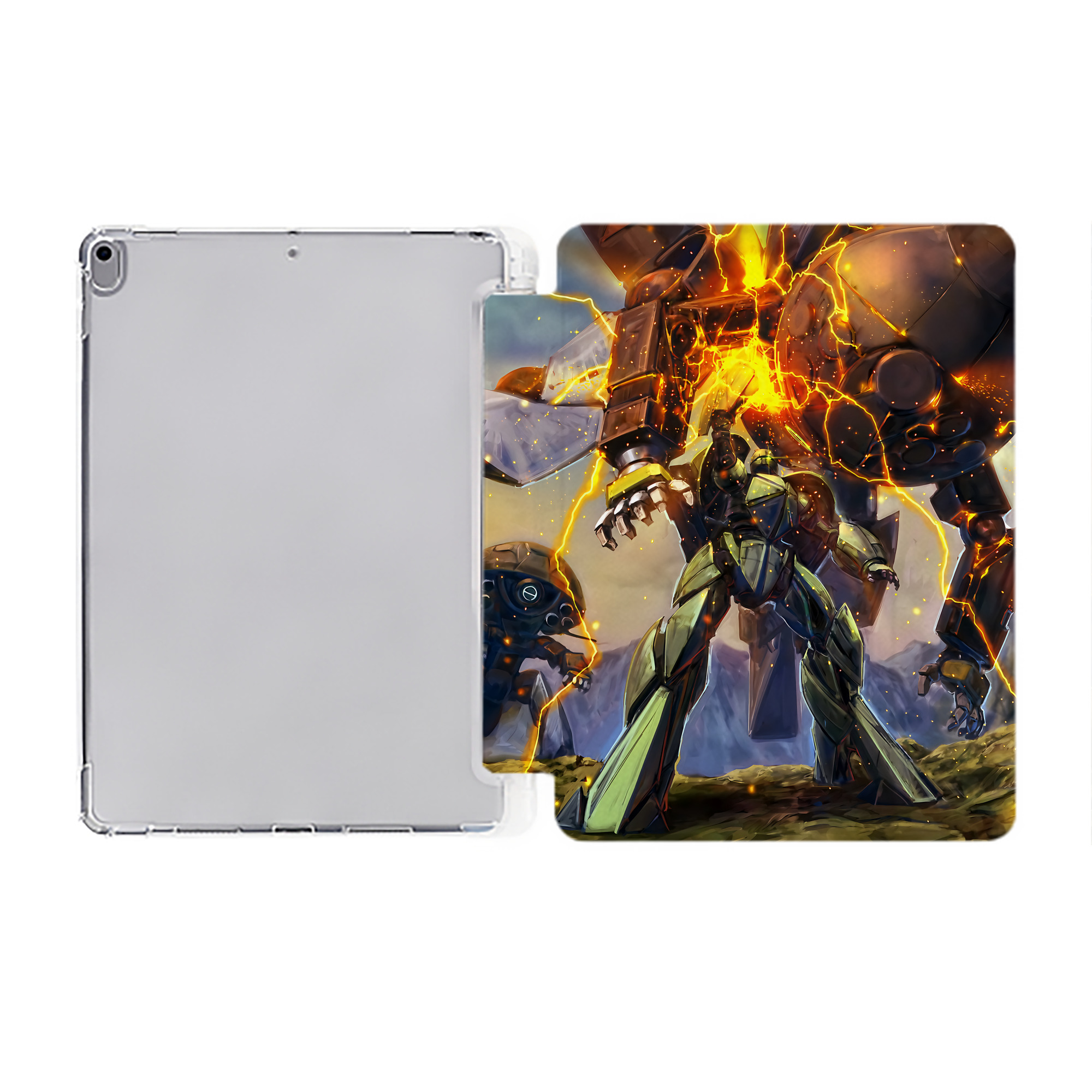 （画像用） 機動戦士ガンダム Mobile Suit Gundam IPad ケース ペン収納付き 三つ折りスタンド PUレザー×シリコン 対応機種9.5/10.5/10.9インチ